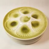 Set of 6 oyster plates Moulin des loups Orchies 1960s vintage