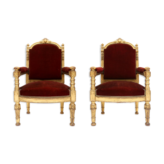 Set of 2 Thônes antique red velvet Italy