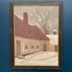 Original Swedish Oil on Canvas “House” by Unknown Artist Vintage & Framed