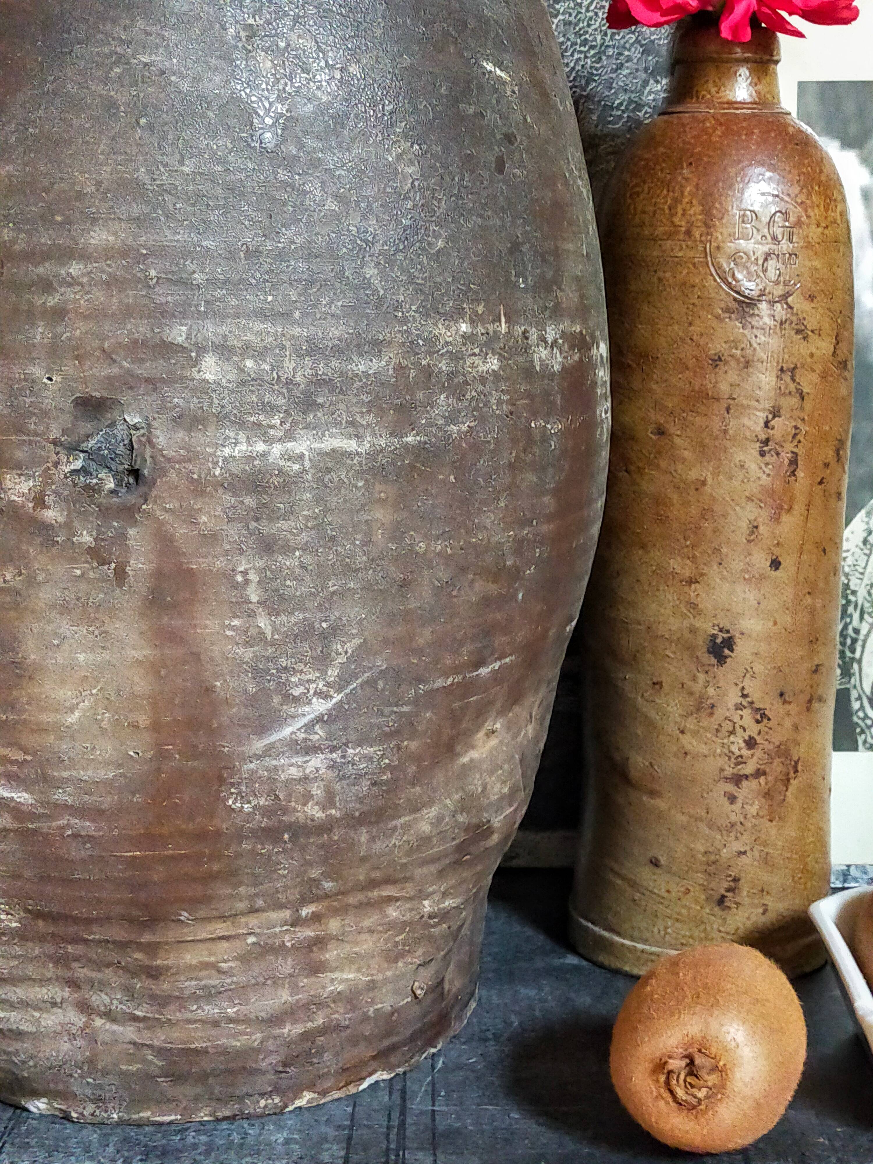 XXL traditional pottery old 19th century folk art 42 cm