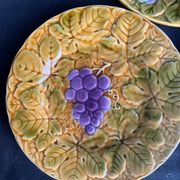Together, four antique Sarreguemines barbotine plates.