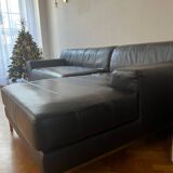 Black leather corner sofa – IKEA KRAMFORS – timeless design