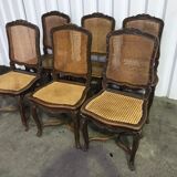 Suite of 6 Louis XV chairs in oak, 19th century