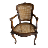 Wood and cane armchair