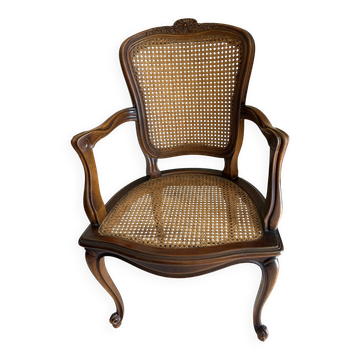 Wood and cane armchair
