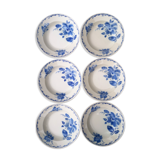 Set of 6 old hollow plates Lunéville