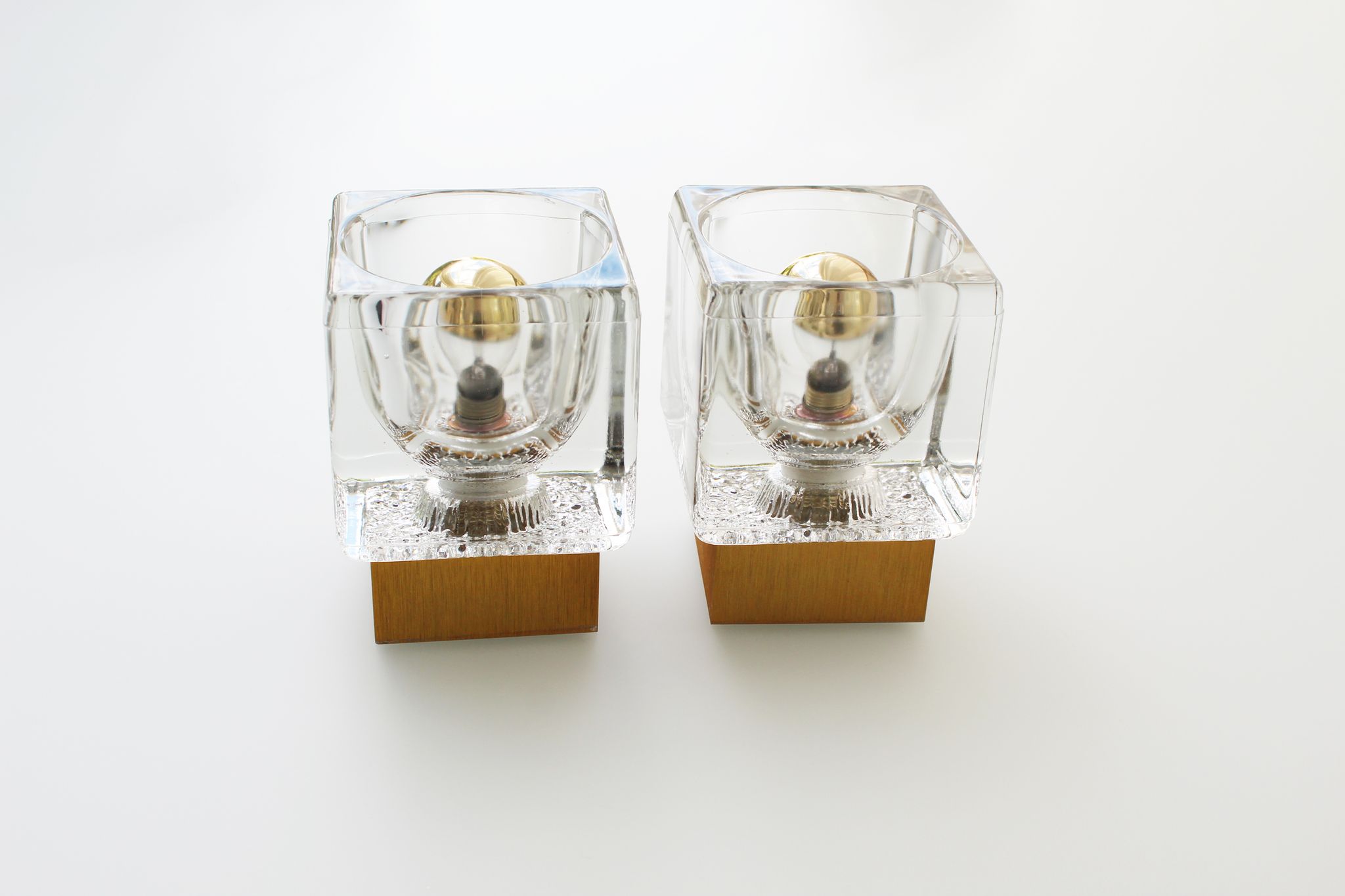 Set of brass and crystal sputnik wall sconces by Peill & Putzler, Germany 1970's