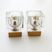 Set of brass and crystal sputnik wall sconces by Peill & Putzler, Germany 1970's