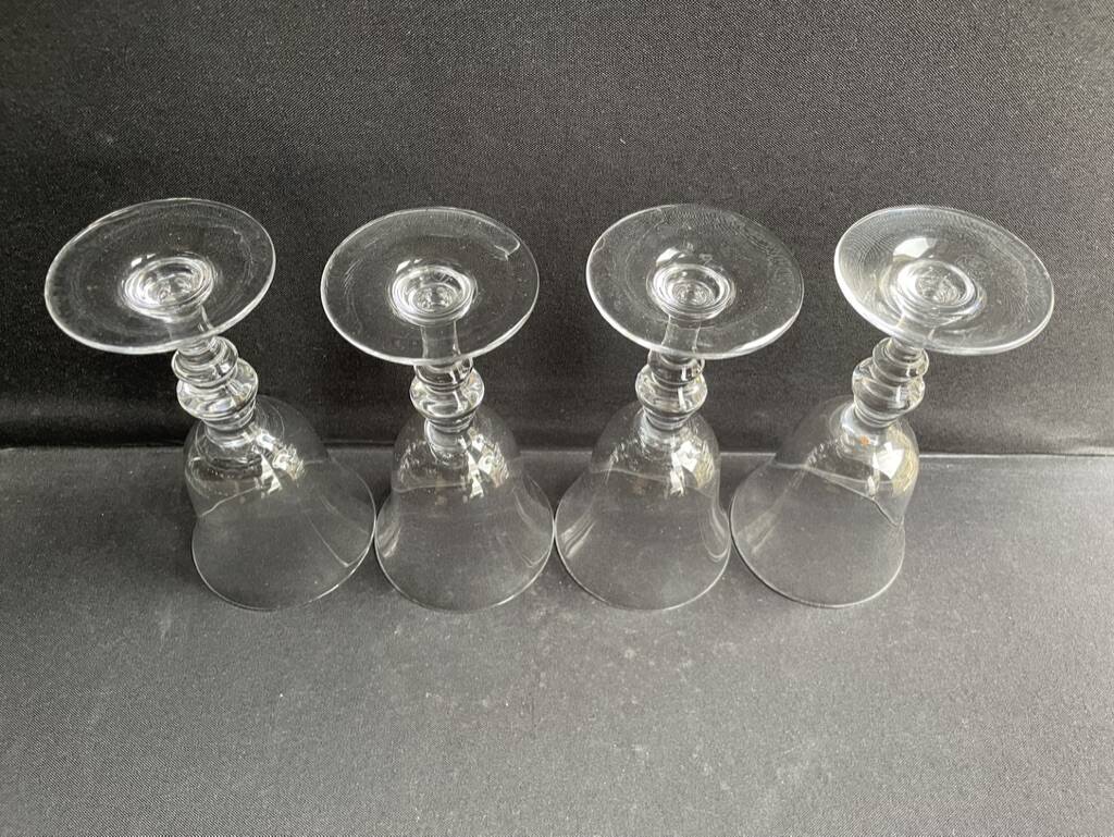 4 Water glasses – Stamped blown crystal