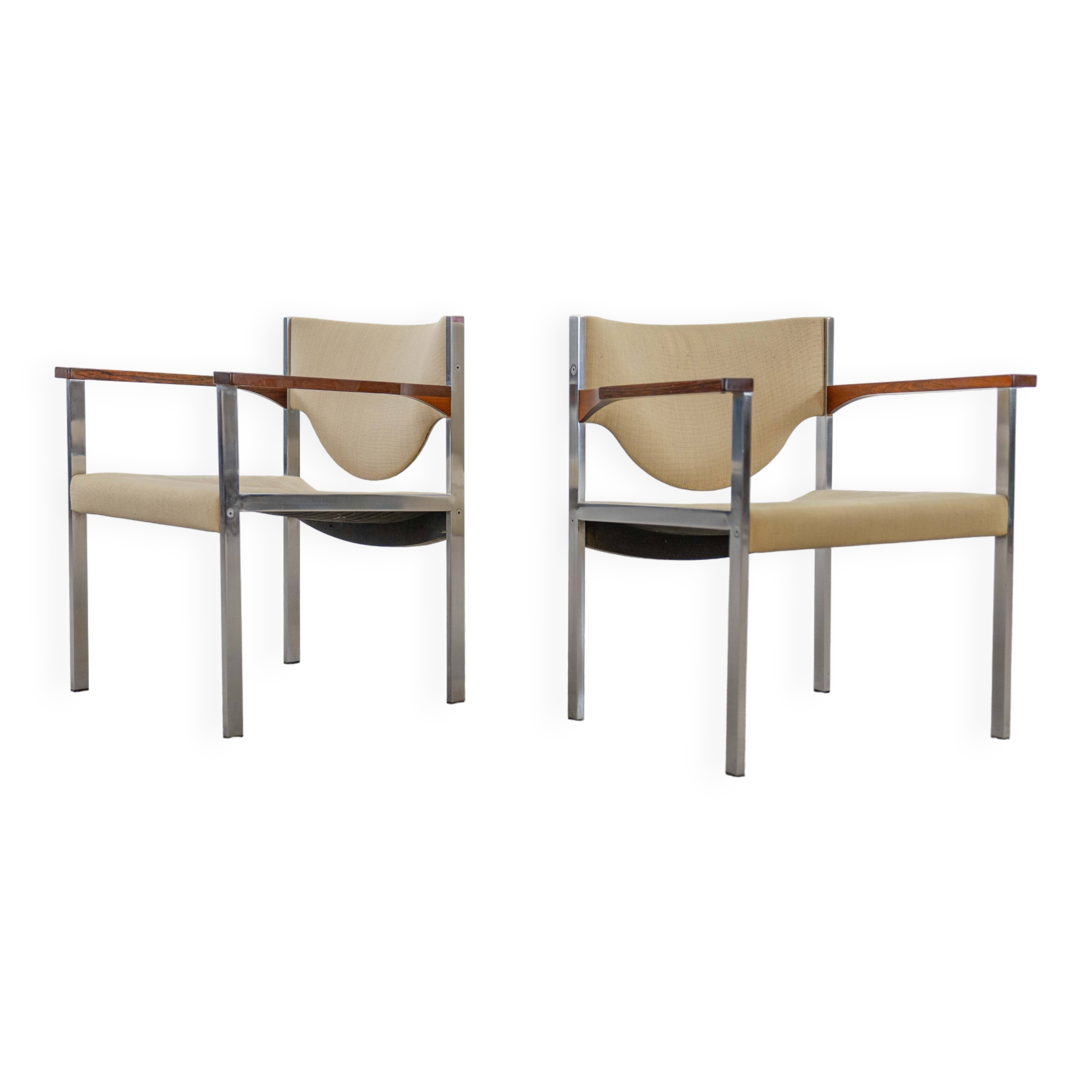 Pair club chairs, model 206 by lübke, 60s