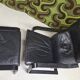 Fauteuil vintage IKEA années 1980 Cuir noir & ottoman