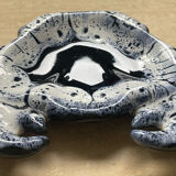 Vintage crab-shaped glazed ceramic catchall.