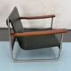 Fauteuil lounge vintage italien chrome et cuir des années 60