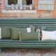 Upcycled cushion "khaki green" - 40x60cm - linen & hemp & canvas