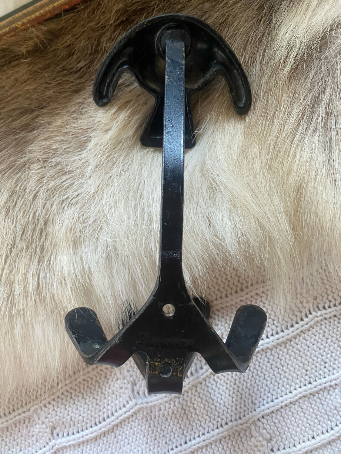 Iconic Russian coat hook "dog" in metal