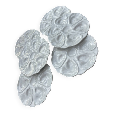 6 assiettes à huîtres majolique