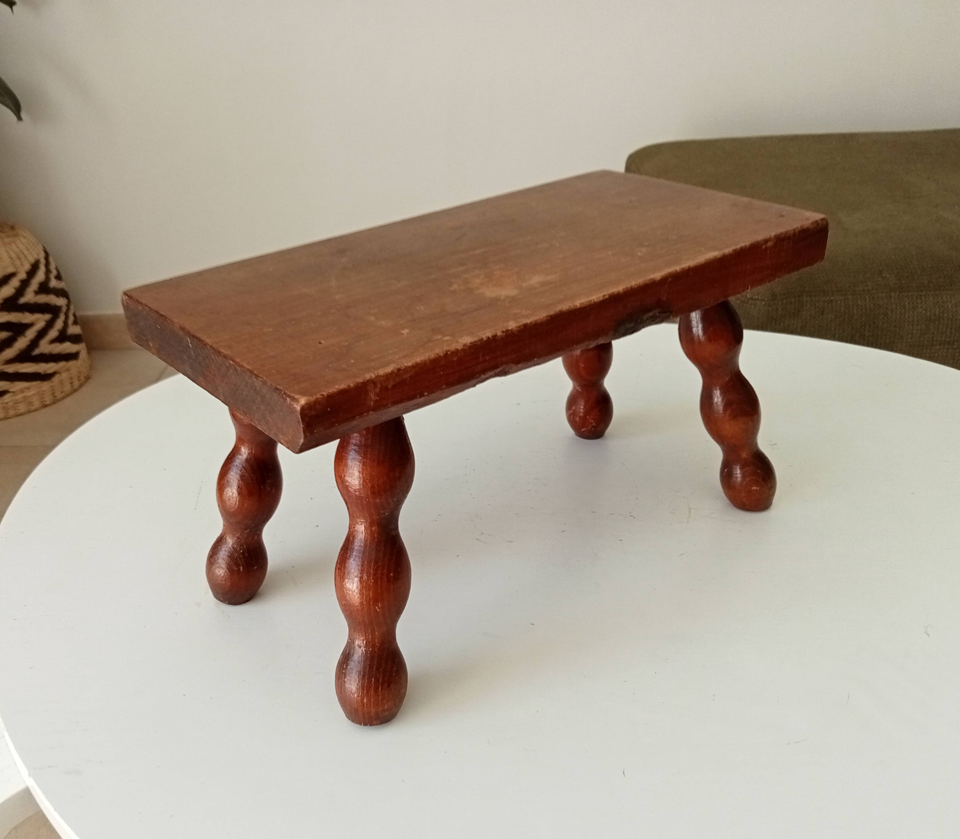 Vintage Bobbin Wood Plant Stool