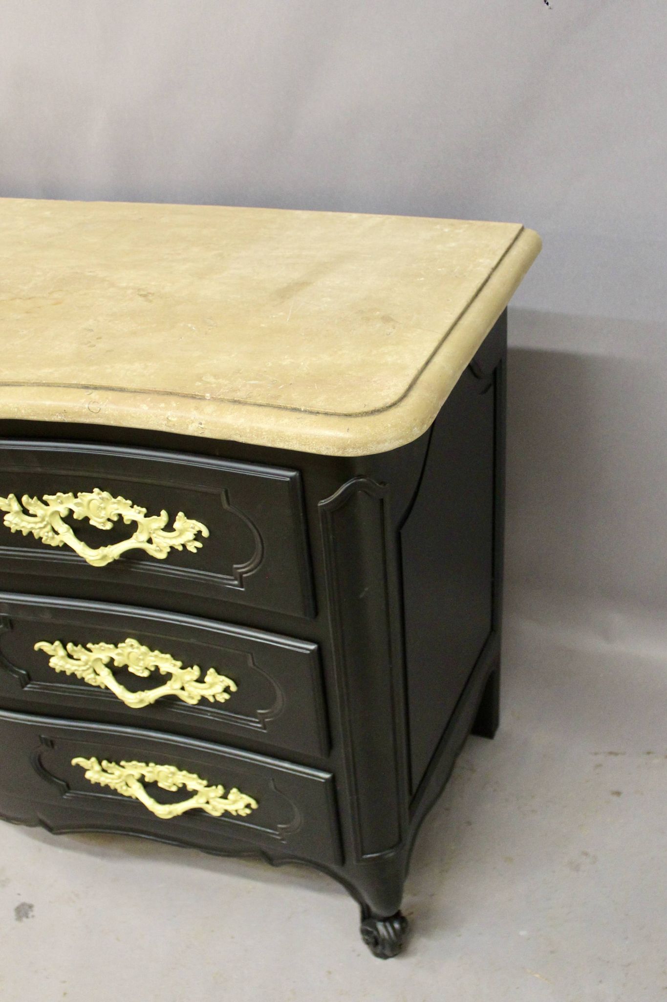 Curved Chest of Drawers in Black Lacquered Finish