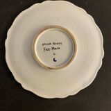 Old mustache cup and its under cup, Rouen earthenware