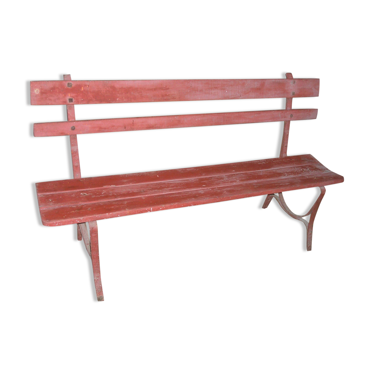 Garden bench wood metal early XXth "ox blood"