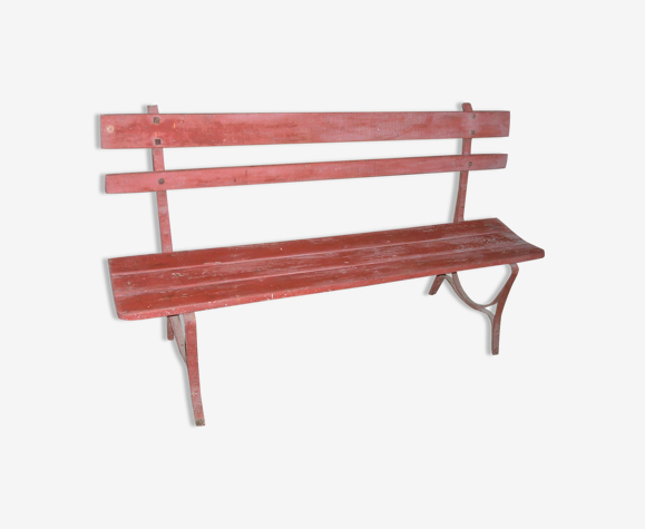 Garden bench wood metal early XXth "ox blood"
