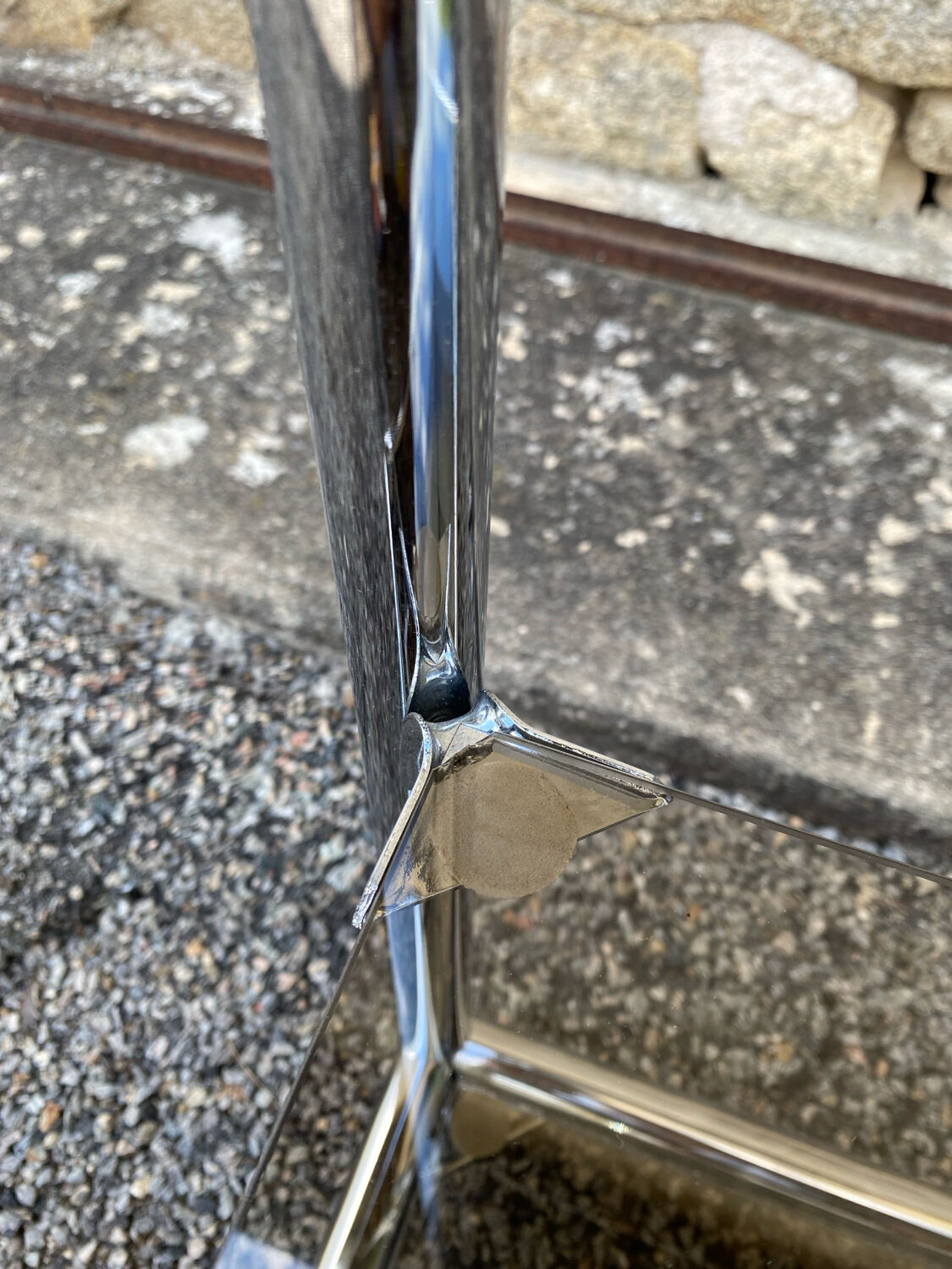 Vintage 1970s Rectangular Chrome High Shelf with 5 Smoked Glass Shelves