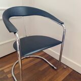 Italian style design 70s chrome and skai table chair