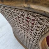 1940s, Danish armchair, woven wool, velour, mesh, carved oak wood.