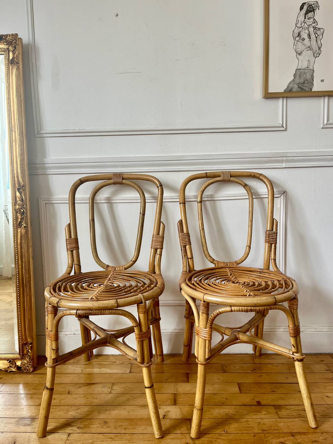 Pair of vintage rattan chairs