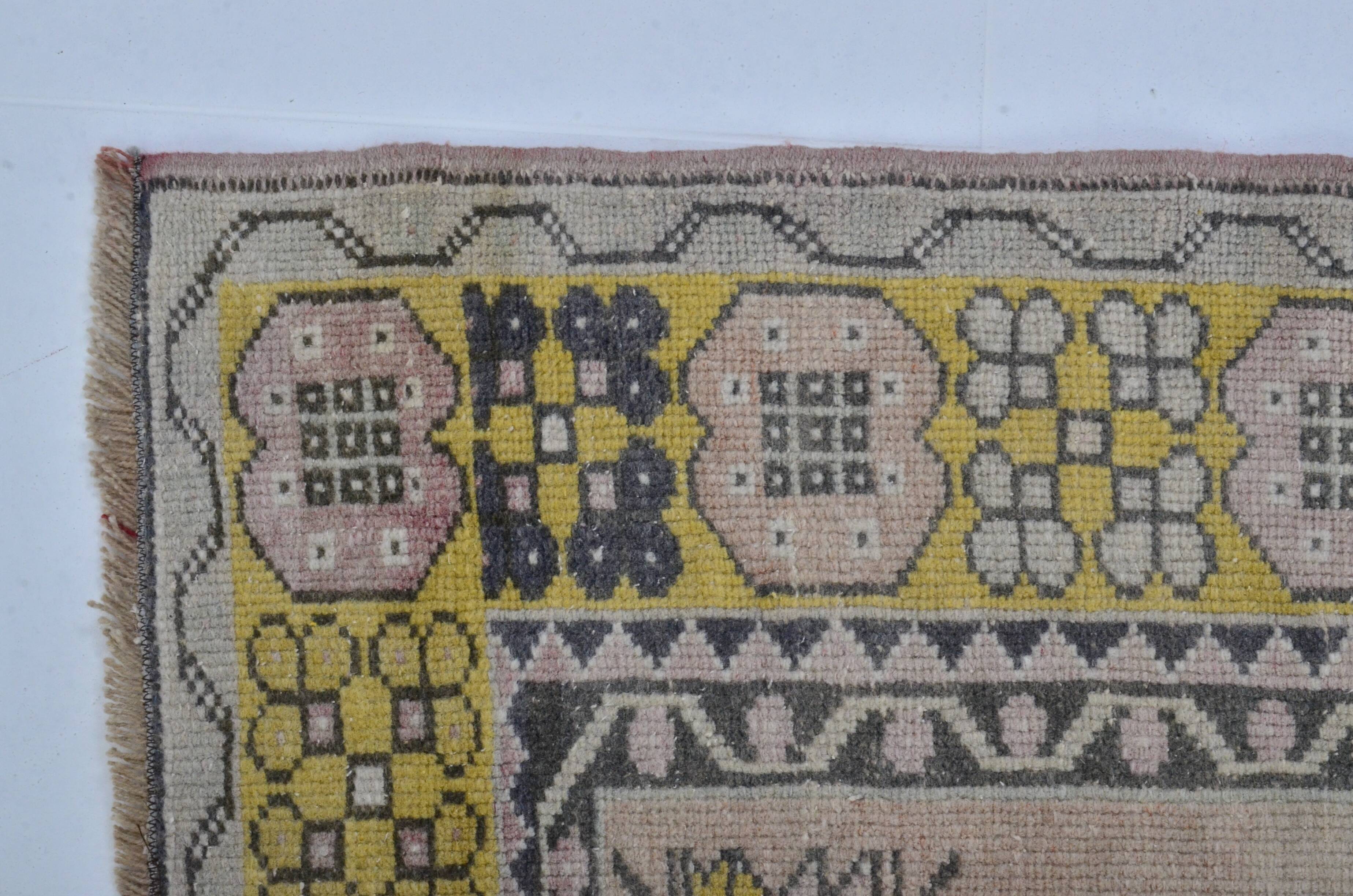 Anatolian Light Pink & yellow Vintage Rug sku 3574