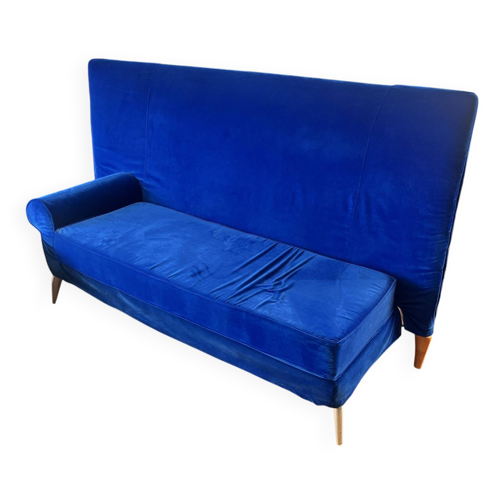 Blue velvet sofa Philippe Starck model Royalton