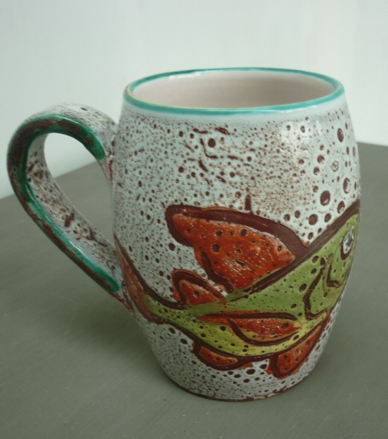 Cup/mug seaweed décor and fish Fat Lava vintage