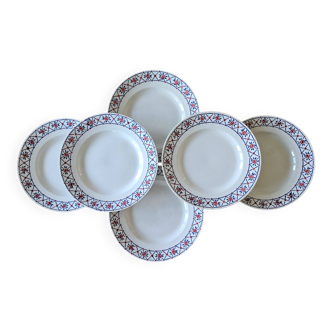 6 antique flat plates in Saint-Amand earthenware (Nord)