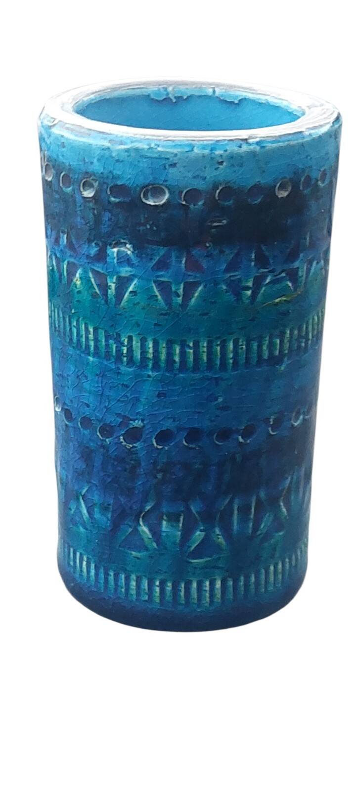 Ceramic vase Bitossi Aldo Londi blue Rimini series 1970s