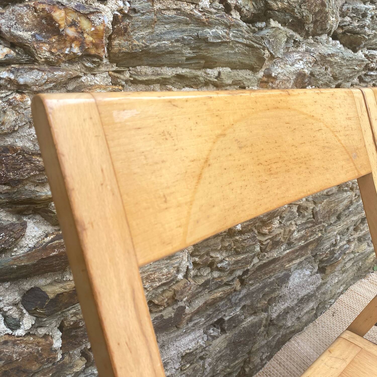 Extra flat vintage beech folding chairs