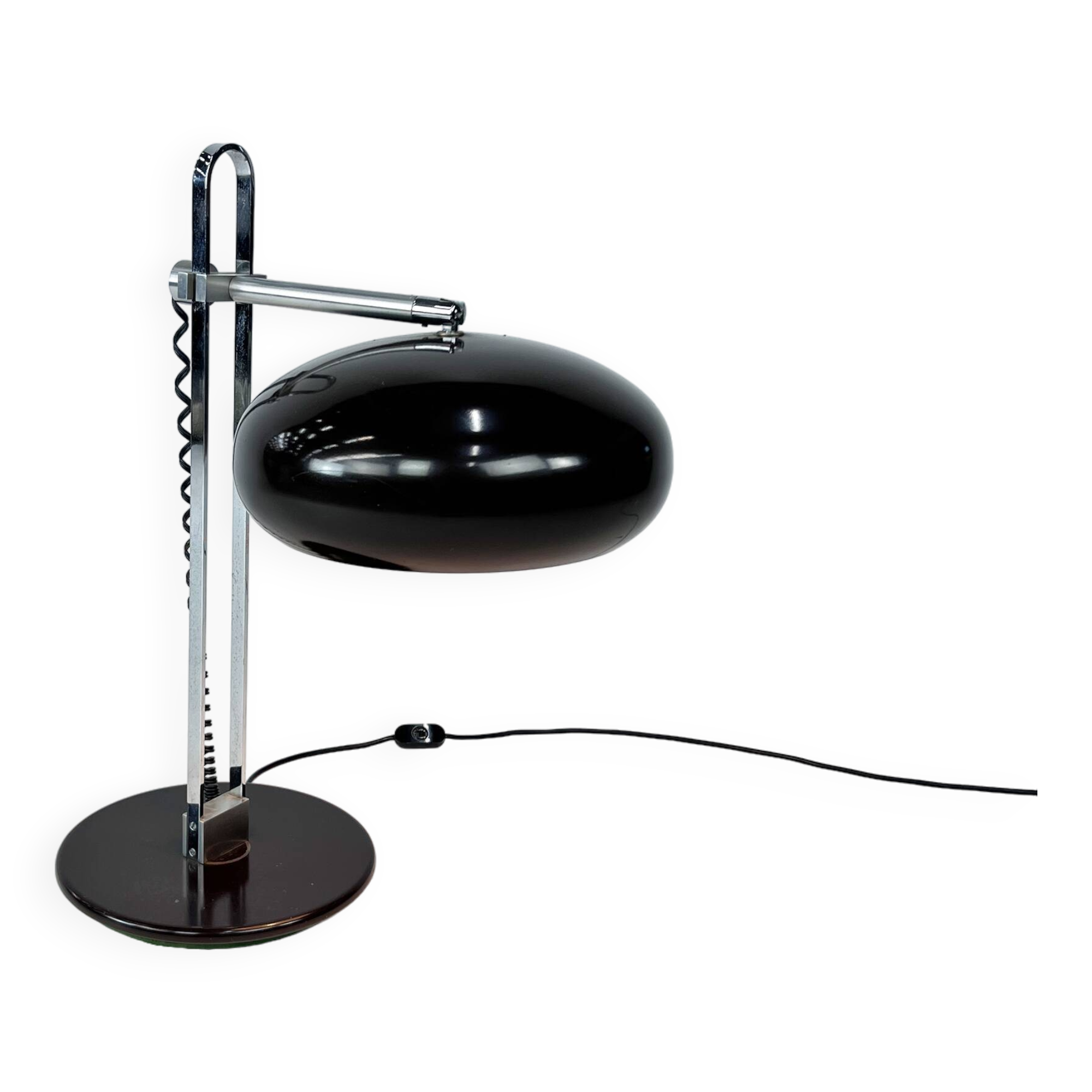 Mid Century Chrome and Brown Desk Lamp, 1960s