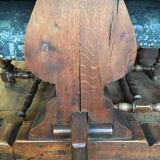 Monastery table - 9 chairs and 2 Louis XIII oak armchairs.