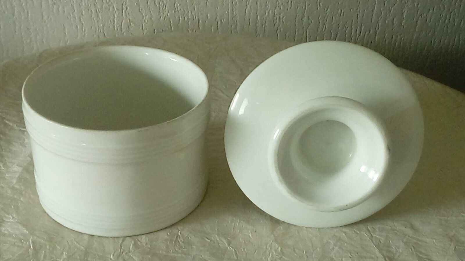 Old white porcelain water dish