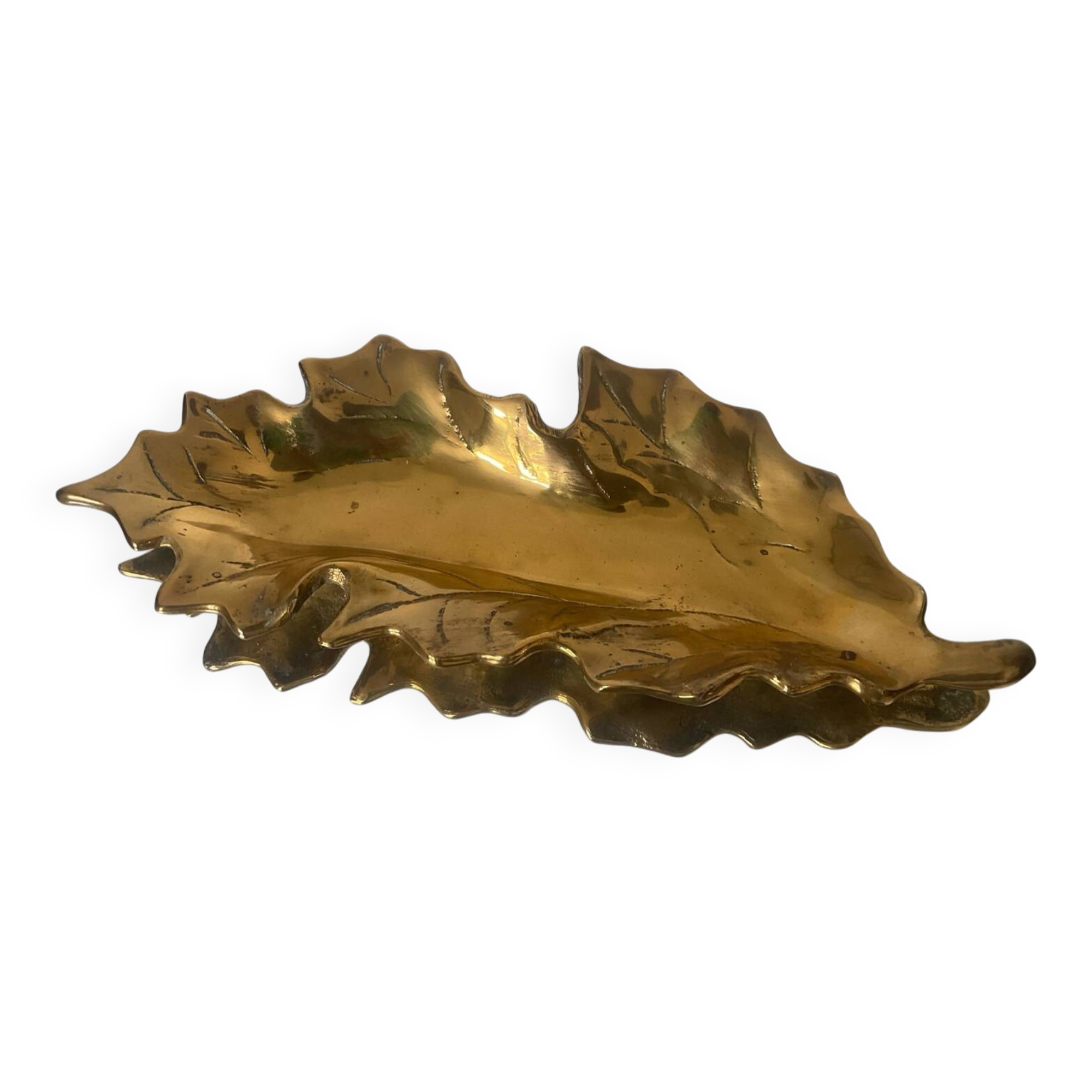 Vintage solid bronze leaf pocket emptier
