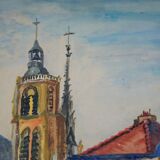 Georges Wolinski, View of Paris, oil on panel, 1982, framed