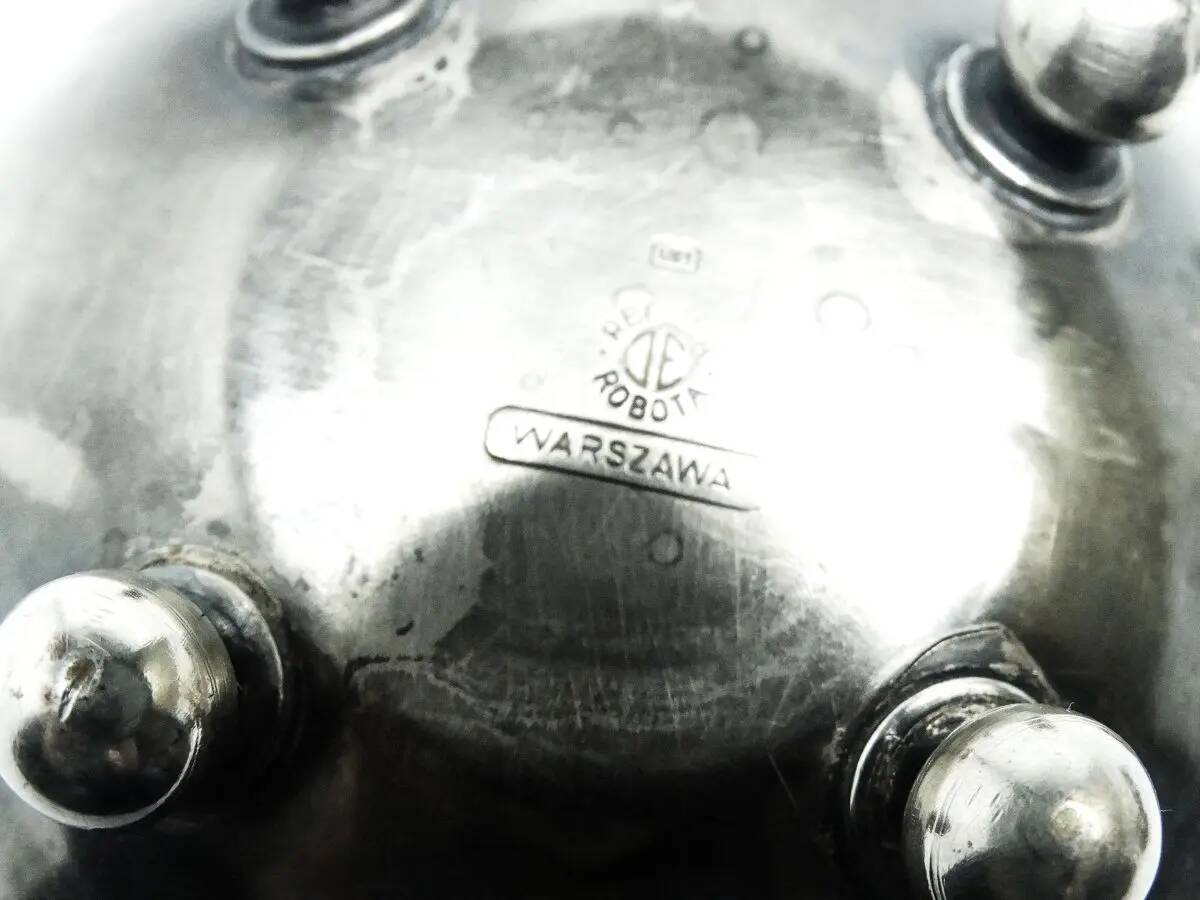 Postmodernist sugar bowl, silver-plated brass, Poland, 1950s