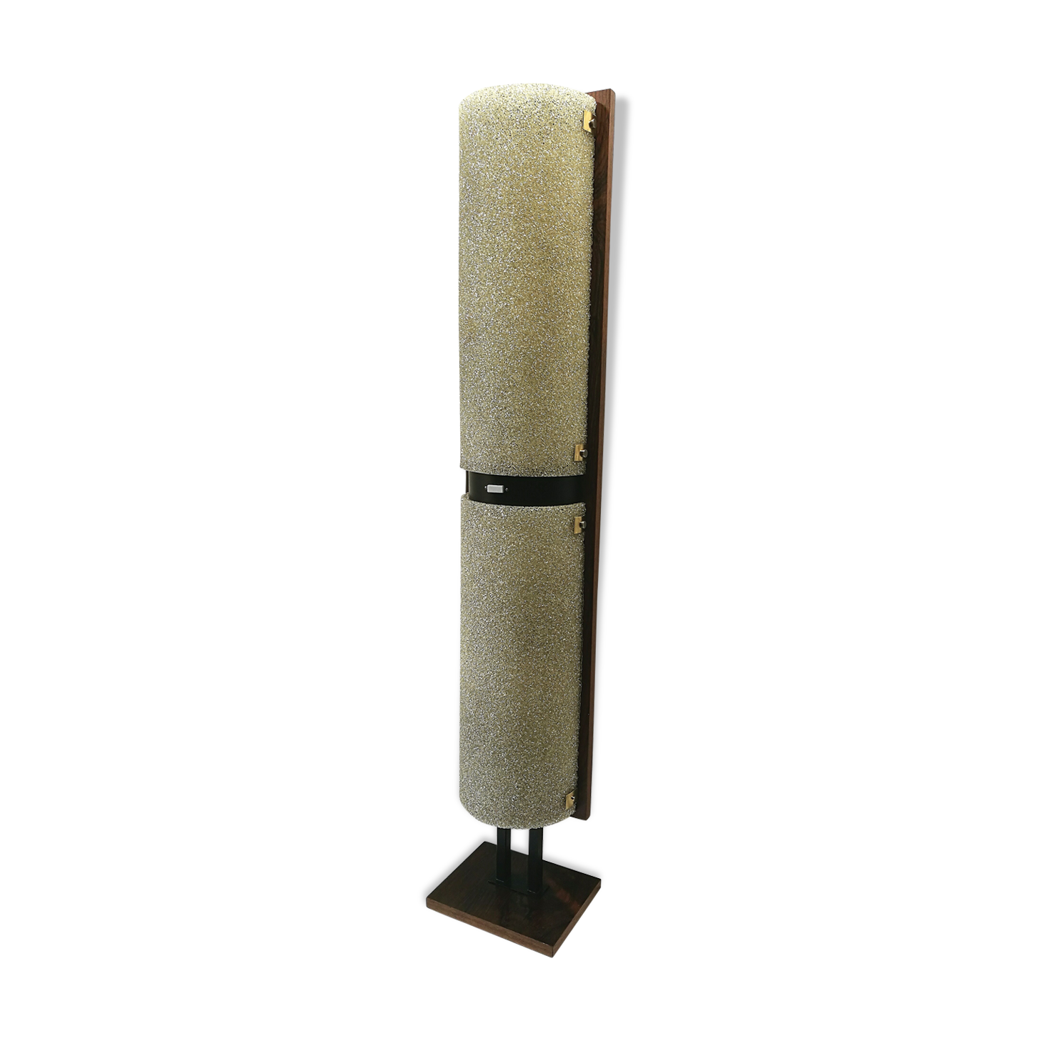 Floor lamp 60s rosewood and granite resin totem