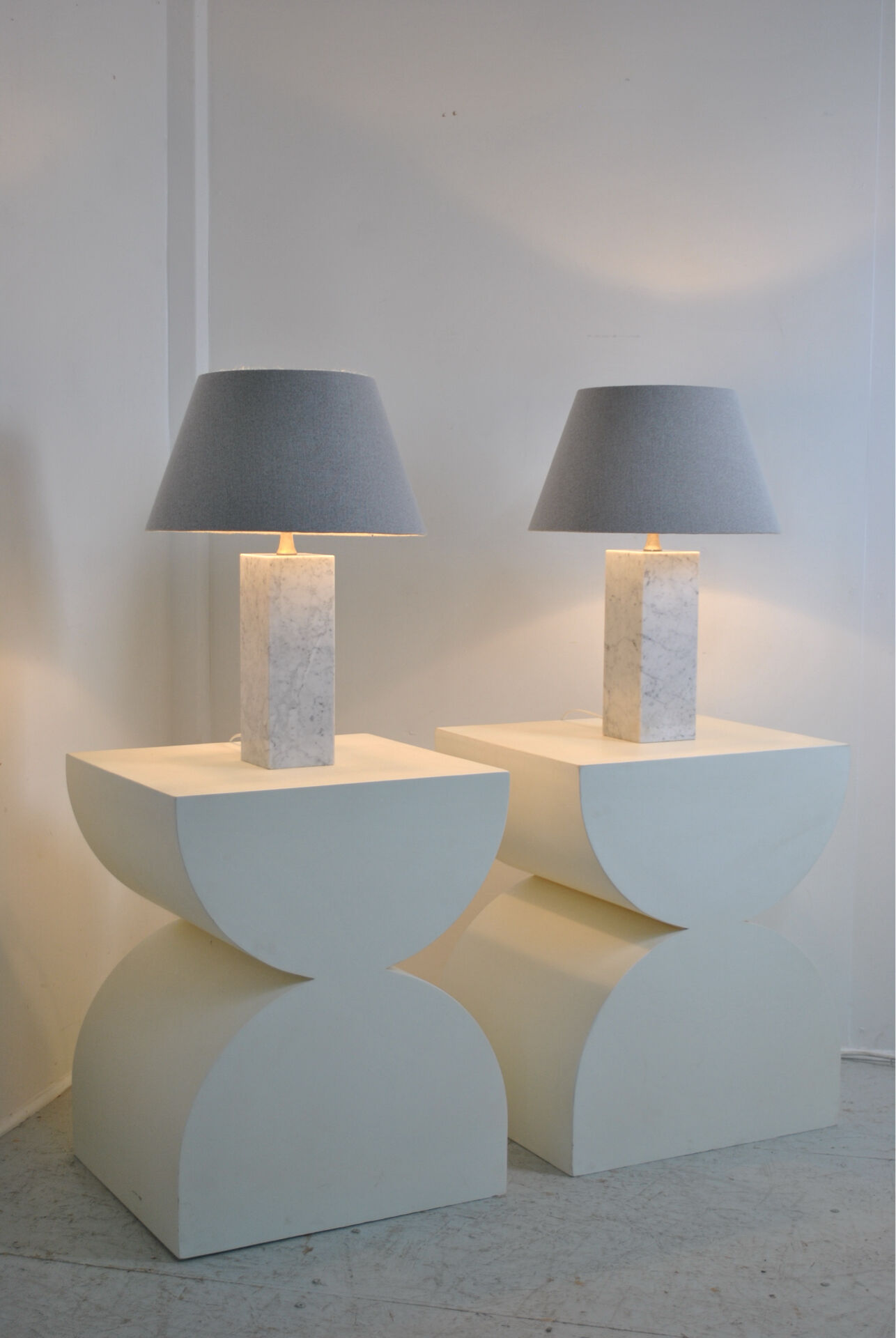 Pair of marble lamps by Maison Barbier 1960