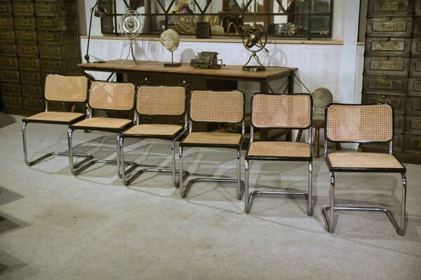 Ensemble de 6 chaises Cesca B32 de Marcel Breuer 1970’s