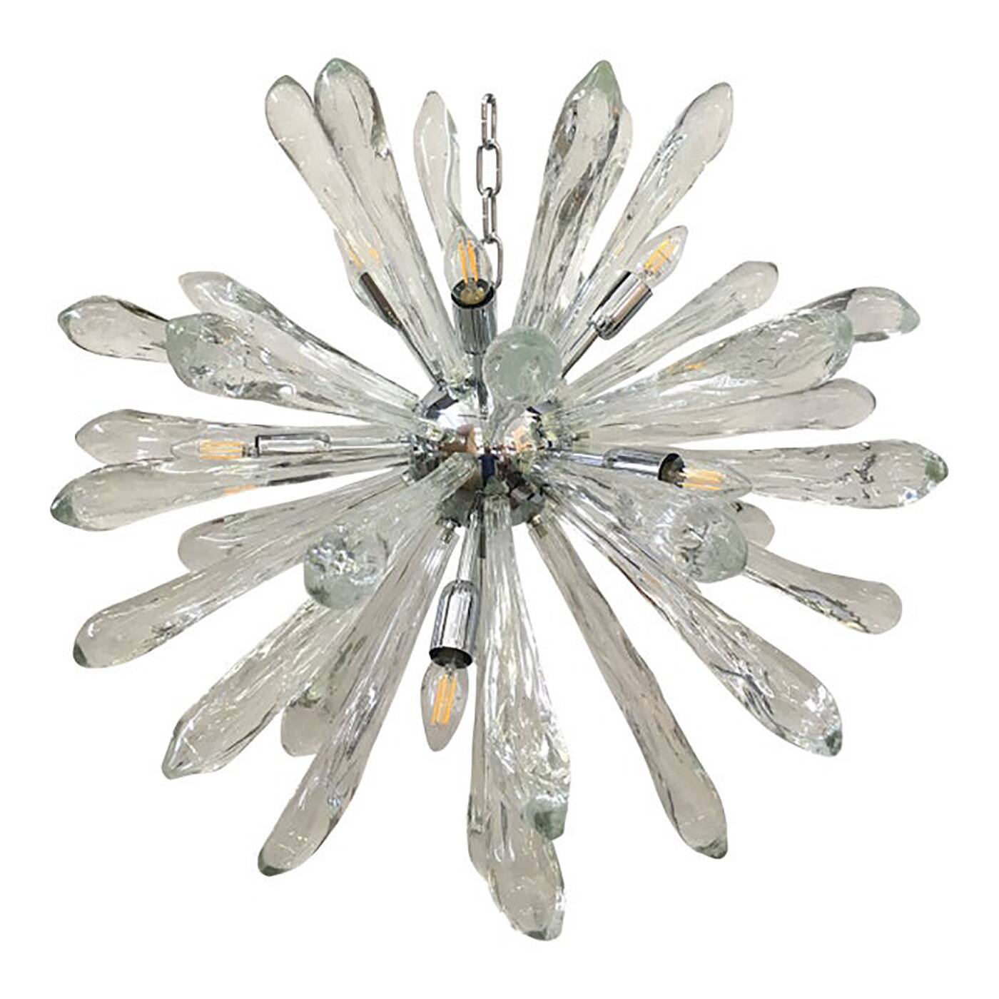Murano Glass Ice Clear Sputnik Italian Chandelier
