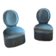 Pair of blue velvet toad armchairs