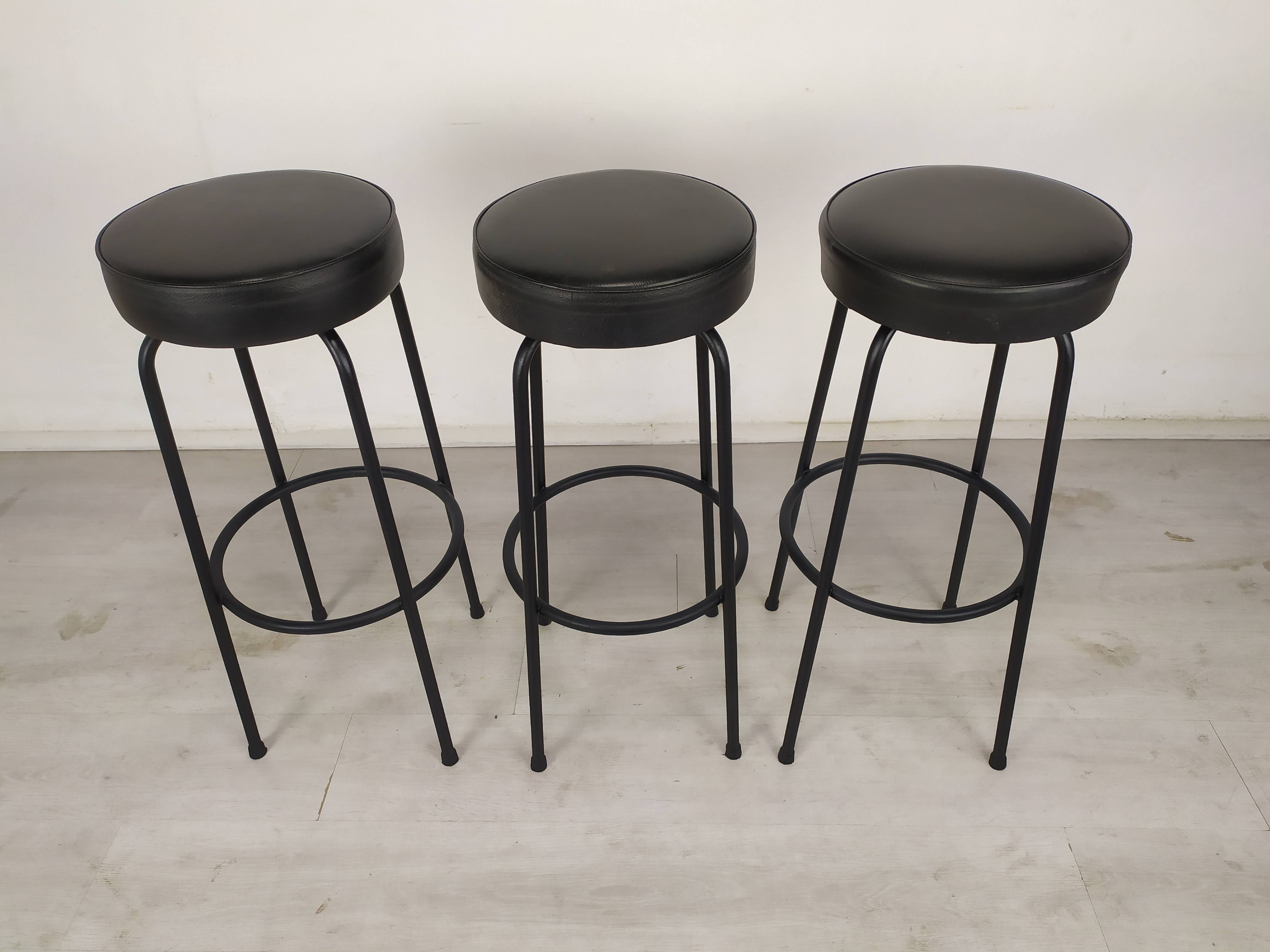 3 vintage black bar stools
