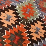 5x11 Multicolor Geometric Style Kilim Rug, Hanmade Wool Area Rug, 162x342Cm