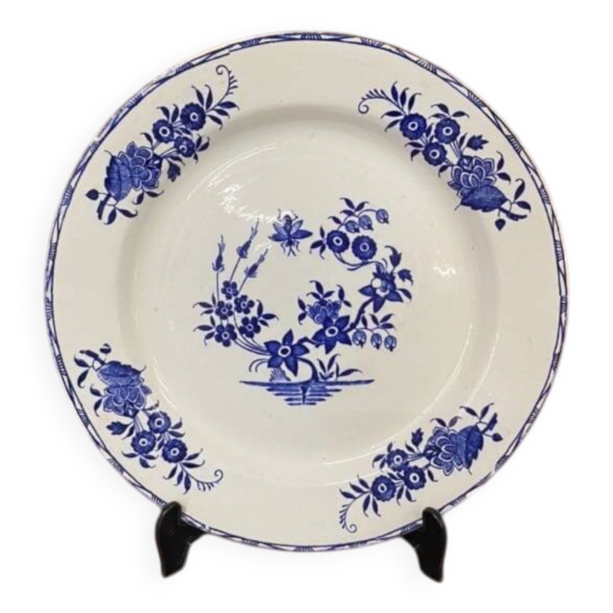 Round dish in Tournai porcelain, Boch Frères, fly decoration
