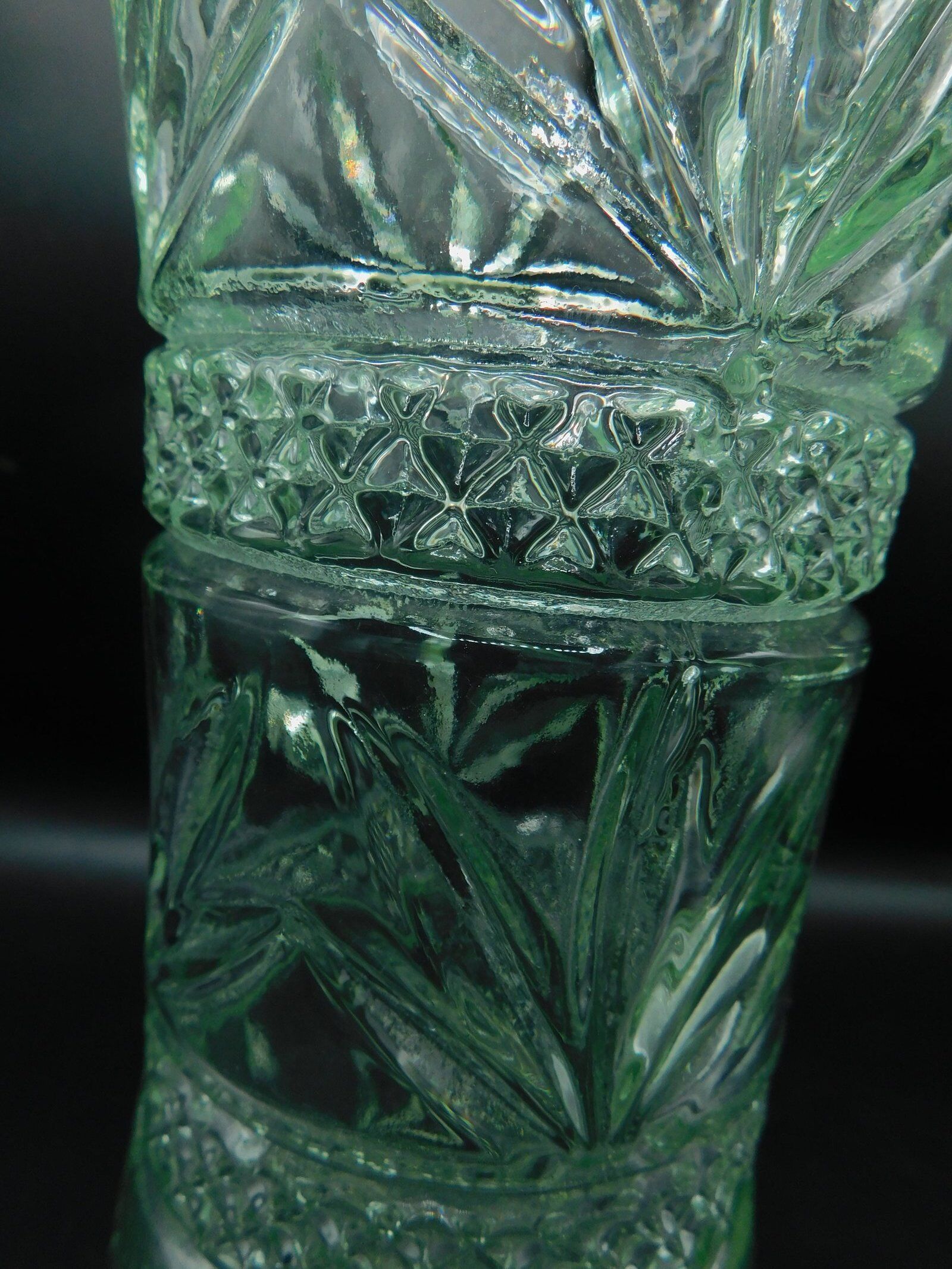 Green pressed-moulded crystal vase